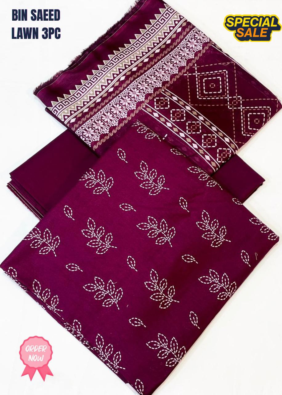 *BIN SAEED BRANDED 3PCS 💯 ORiIGNAL LAWN*