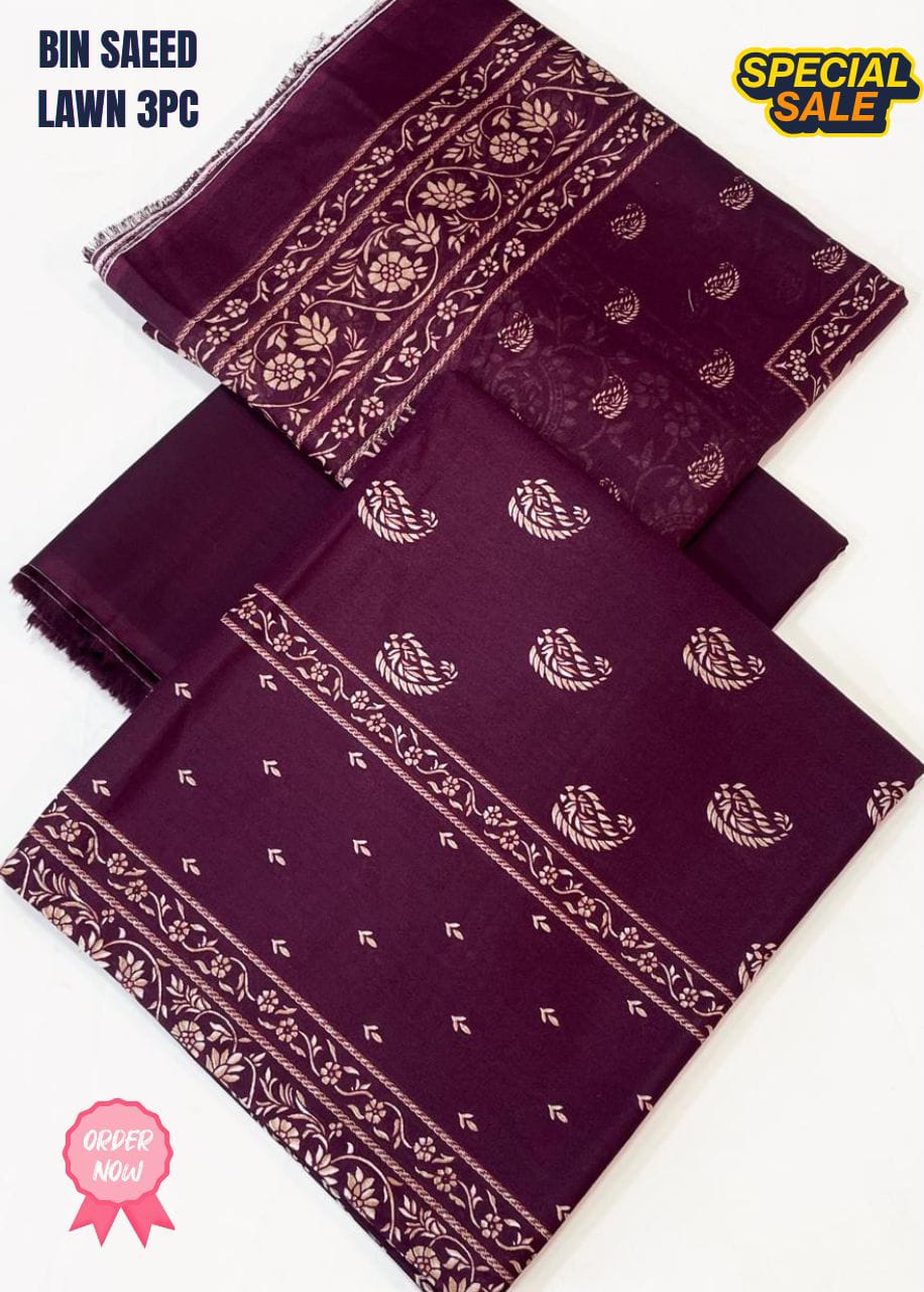 *BIN SAEED BRANDED 3PCS 💯 ORiIGNAL LAWN*
