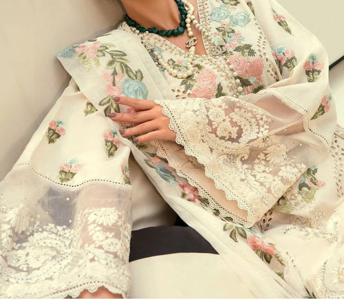 S1315-Embroidered 3pc Lawn Dress With Embroidered Organza Dupatta.